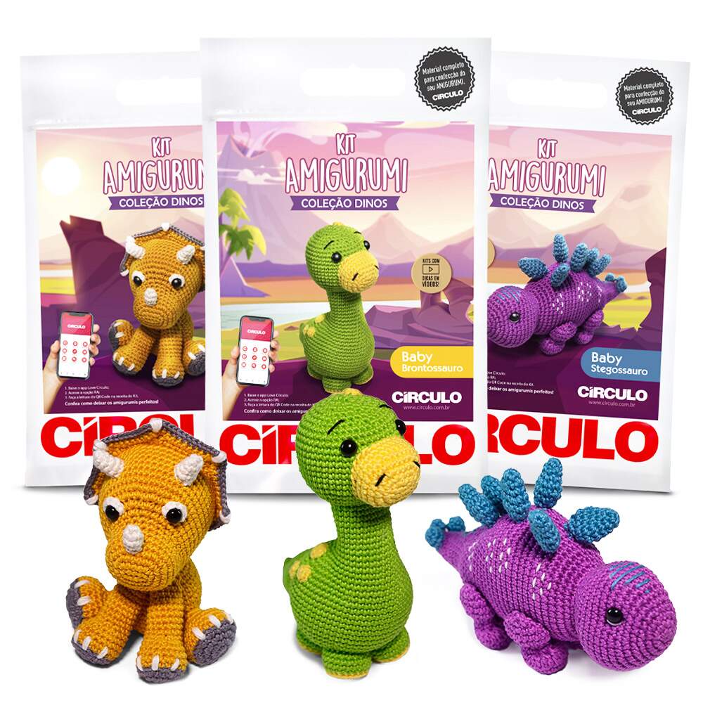 Kit Amigurumi Coleção Dinos Circulo