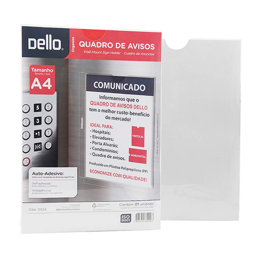 Quadro de Avisos A4 Dello Cristal 0534.H FL