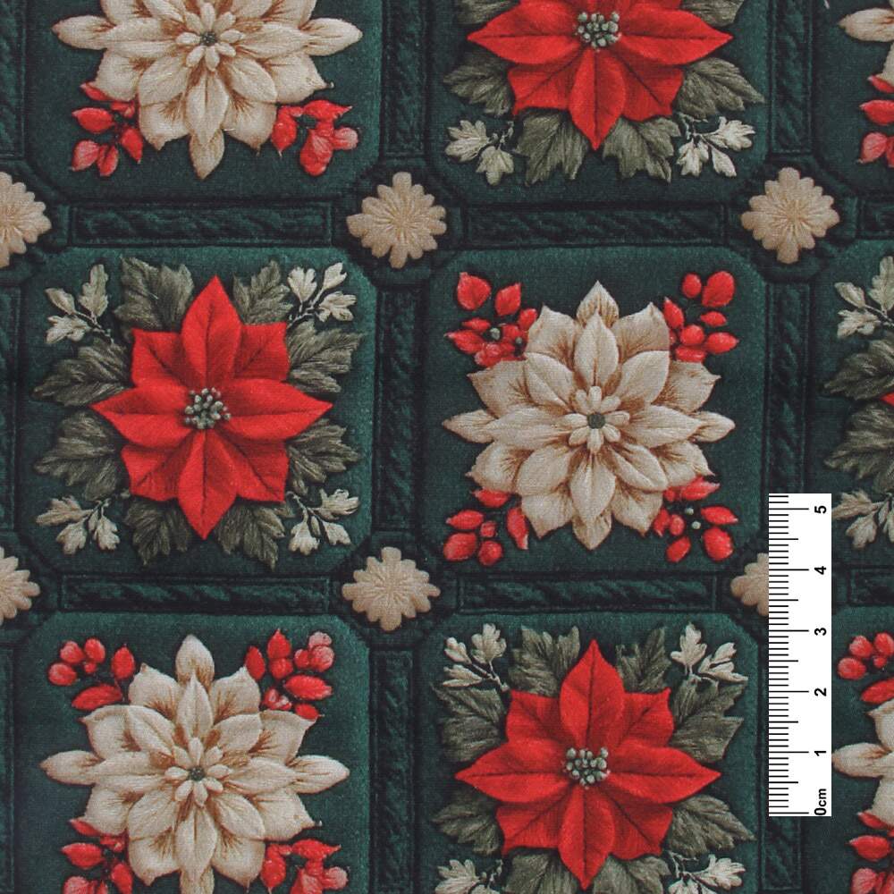 Tecido Patchwork Digital Fabricart Natal DN383 Quilt Verde Amor 0
