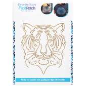 Aplicação de Strass Termodinâmico F. Patch DS25904 Tigre Dourado 17x20cm