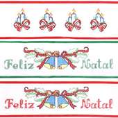 Barra Bordada Pano de Prato Natal com Viés