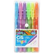 Caneta Gel Triangular Trigel Pastel Cis 0.8mm Estojo com 6 Und