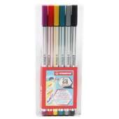 Caneta Stabilo Pen 68 Brush Estojo com 06 Und