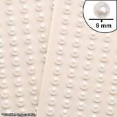 Cartela Adesiva Wei Meia Pérola Branca 8mm Código Per-Br-8
