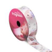 Fita de Cetim Páscoa Progresso ECF005TR N.05 232 Coelhos Floral 10mts