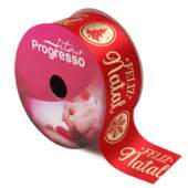 Fita de Cetim Progresso N.07 ECF007H 060 Feliz Natal Vermelho 10mts