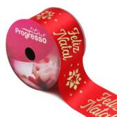 Fita de Cetim Progresso N.09 ECF009F 008 Feliz Natal Vermelho 10mts