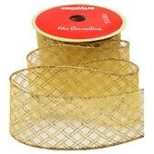 Fita de Natal Cromus 6,3cm 1013774 Losangos Ouro 9,14mts FL