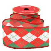 Fita de Natal Cromus 6,3cm 1117482 Losangos Vermelho-Verde-Branco 9,14mts