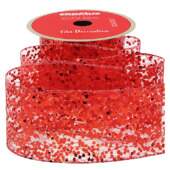 Fita de Natal Cromus 6,3cm 1206787 Glitter Vermelho 9,14mts