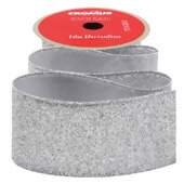 Fita de Natal Cromus 6,3cm 1317527 Glitter Prata 9,14mts