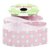 Fita de Gorgurão Art Fitas G2675 38mm Xadrez Rosa-Cinza 10mts FL