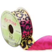 Fita de Gorgurão Dupla Face Art Fitas Ref.DF023 38mm Onça Color-Pink 10mts