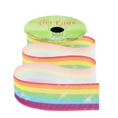 Fita de Gorgurão Art Fitas Ref.G190 38mm Listras Multicolor Neon 10mts