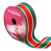Fita Listrado Natalino Progresso N.05 001 Verde-Vermelho 22mm 10mts
