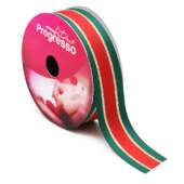 Fita de Natal Progresso N.05 Listrado Verde-Vermelho 01 LN005 22mm 10mts