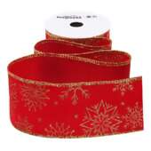 Fita de Natal Progresso Aramada Veludo Floco de Neve 209 63mm 10mts