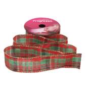 Fita de Natal Progresso Aramada Xadrez Natalino XC025 38mm 10mts