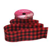 Fita de Natal Progresso Aramada Xadrez Preto-Vermelho XC027 63mm 10mts