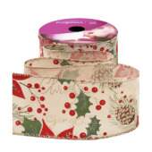 Fita de Natal Progresso Aramada Flor Natal 001 TCR043 63mm 10mts FL