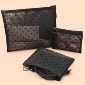 Kit Necessaire Bolsa Organizadora Mesh Coração com 03 Und