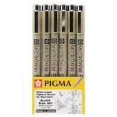 Kit Caneta Marcador Nankin Pigma Micron Black Set com 06 Und