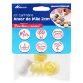 Kit Carimbo Amor de Mãe para Confeitaria Amarelo 07 Peças