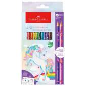 Lápis de Cor Ecolápis Faber-Castell Unicórnio 12 Cores + 2 Cores Misturinha