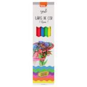 Lápis de Cor Sextavado De Madeira BRW LP0016 6 Cores Neon