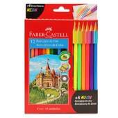 Lápis de Cor Faber-Castell com 12 Cores + 06 Cores Neon 