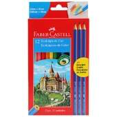 Lápis de Cor Faber-Castell 120112+3GR com 12 Cores + 3 Lápis
