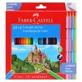 Lápis de Cor Faber-Castell com 24 Cores mais 4 Cores Pásteis