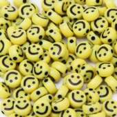 Miçanga de Smile Carinhas Redonda 07mm Amarela com 48g