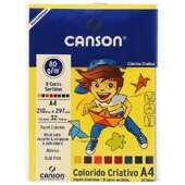 Papel Colorido Criativo A4 Canson 80g 8 Cores 32 Folhas