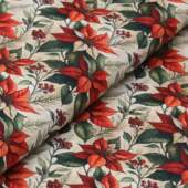 Tecido Patchwork Digital Fabricart Natal DN396 Tradição Flores 0,48x1,50mts