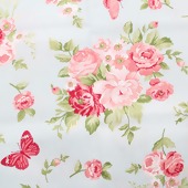 Tecido Patchwork Circulo Ref 351997 Cor 2096 Rosa Fundo Azul 0,48x1,46mts