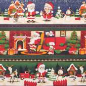 Tecido Patchwork Circulo Natal 440612 2665 Barrado Família Noel 0,48x1,50mts