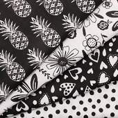 Tecido Patchwork Eva e Eva Coleção Preto e Branco 0,48x1,46mts FL