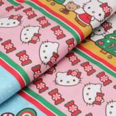 Tecido Patchwork Digital Circulo Natal 2855 Barrado Hello Kitty 0,58x1,50mts