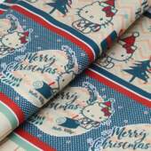 Tecido Patchwork Digital Circulo Natal 2865 Barrado Hello Kitty 0,58x1,50mts