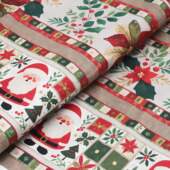 Tecido Patchwork Digital Eva e Eva 914742 Natal Barrado 0,58x1,50mts