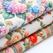 Tecido Patchwork Digital Eva e Eva Coleção Hortênsias e Rosas