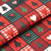 Tecido Patchwork Digital Fabricart Natal DN268 Hearts And Trees 0,48x1,50mts