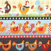 Tecido Patchwork Estilotex Ref.5915 001-48679 Galinha Poá 0,48x1,40mts