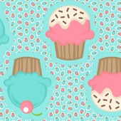 Tecido Patchwork Fabricart T08711 Pillow Cupcake 0,60x1,46mts