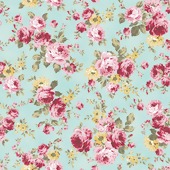 Tecido Patchwork Fabricart T09921 Grand Floral Acqua 0,48x1,46mts