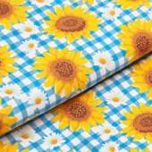 Tecido Patchwork Peripan 6198-V001 Girassol Xadrez Azul 0,48x1,50mts FL