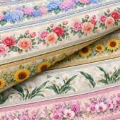 Tecido Patchwork Peripan 9050-V498 Barrado Flores 0,58x1,50mts