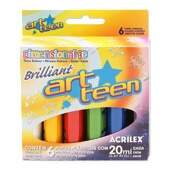 Tinta Dimensional 3D Brilliant Art Teen Acrilex Ref.12106 06 Cores