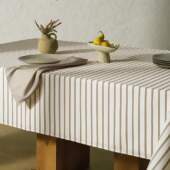 Toalha de Mesa Retangular Karsten Zaira Branco-Taupe 1,60mx3,20m